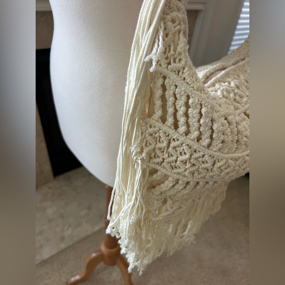 The Sak Bohemian Macrome Cream Fringe Shoulder Bag - Picture 5 of 15